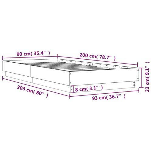 Sengeramme 90x200 cm konstrueret træ grå sonoma-eg
