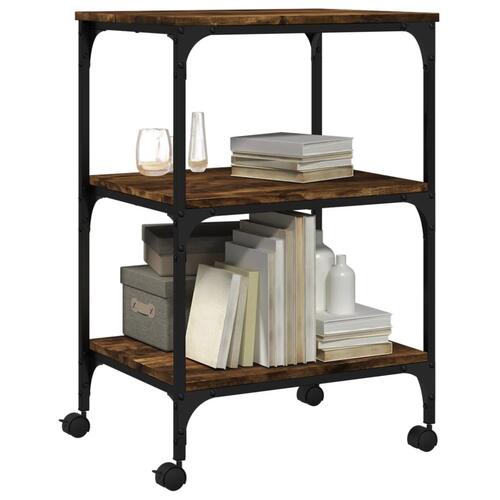 Printerstativ 50x41x75 cm 3 hylder konstrueret træ røget sonoma