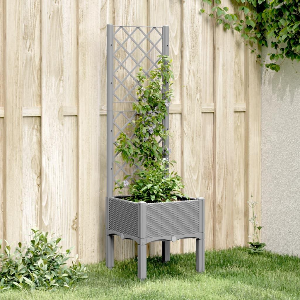 Plantekasse med espalier 40x40x142 cm PP lysegrå