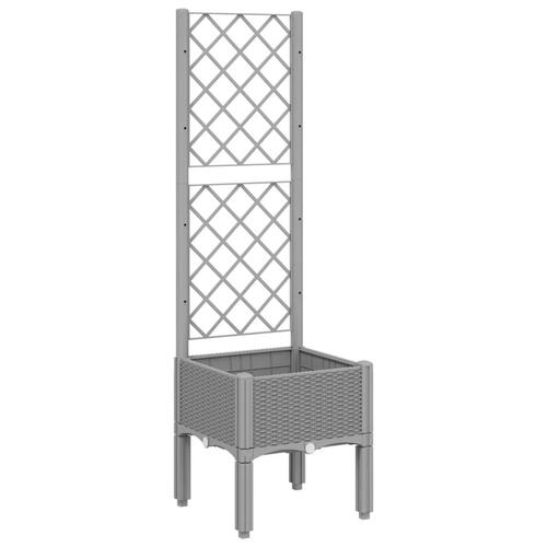Plantekasse med espalier 40x40x142 cm PP lysegrå