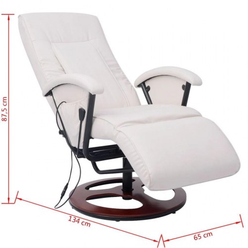 Shiatsu-massagestol kunstlæder hvid