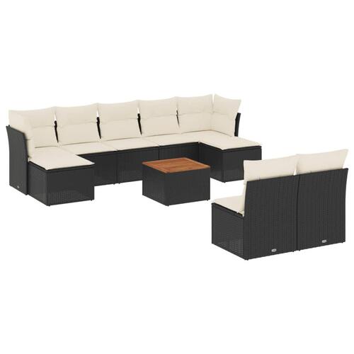 Sofasæt til haven 10 dele med hynder polyrattan sort