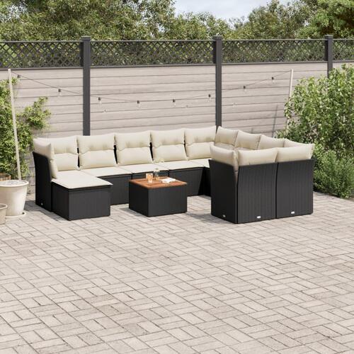 Sofasæt til haven 11 dele med hynder polyrattan sort