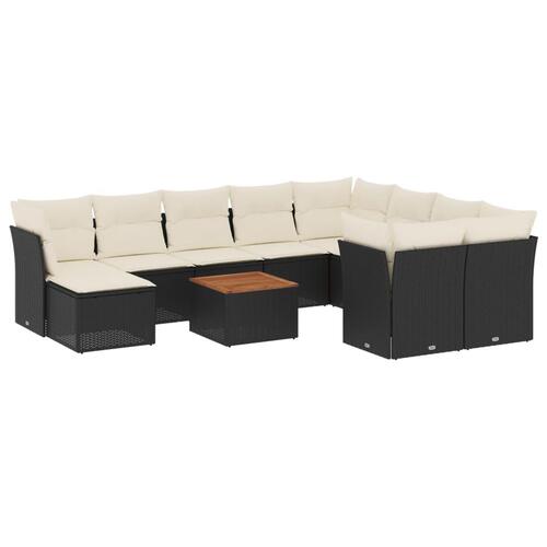 Sofasæt til haven 11 dele med hynder polyrattan sort