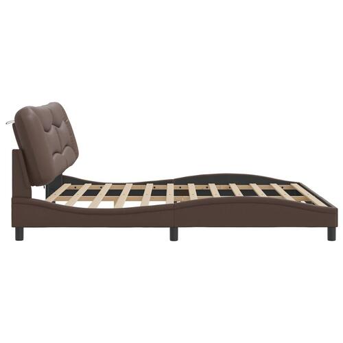 Sengeramme med LED-lys 200x200 cm kunstlæder brun