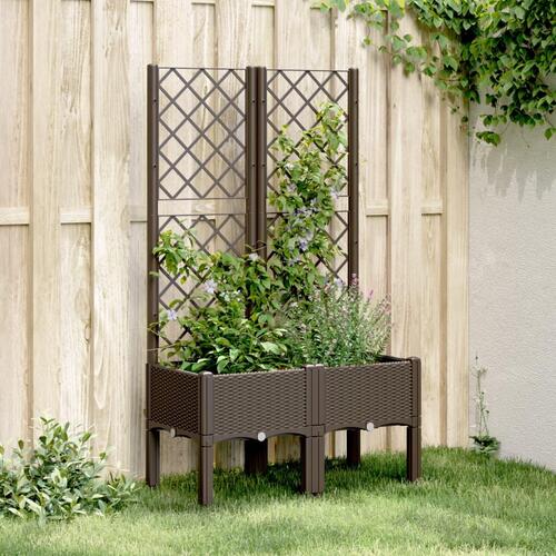 Plantekasse med espalier 80x40x142 cm PP brun