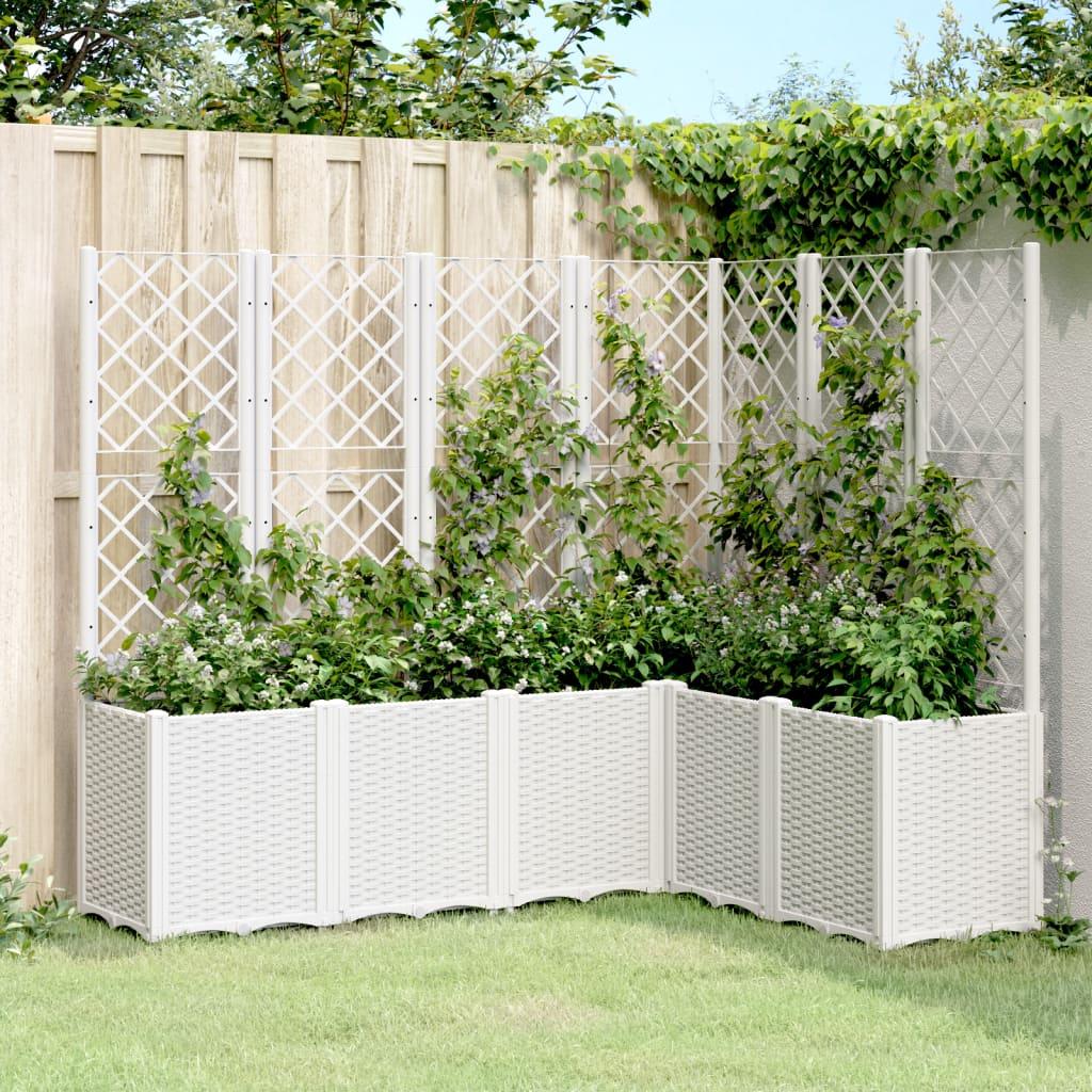 Plantekasse med espalier 120x120x140 cm PP hvid billede