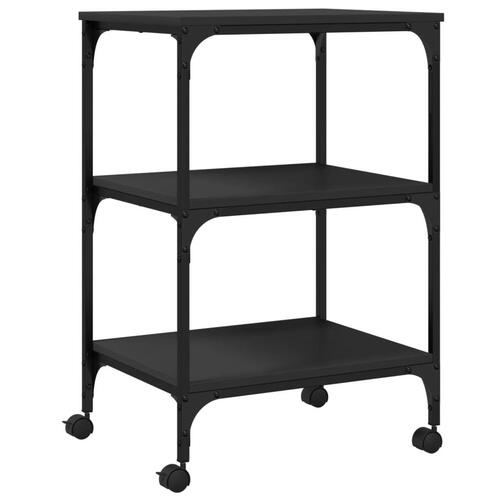 Printerstativ 50x41x75 cm 3 hylder konstrueret træ sort