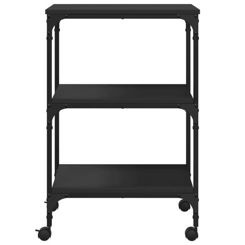 Printerstativ 50x41x75 cm 3 hylder konstrueret træ sort