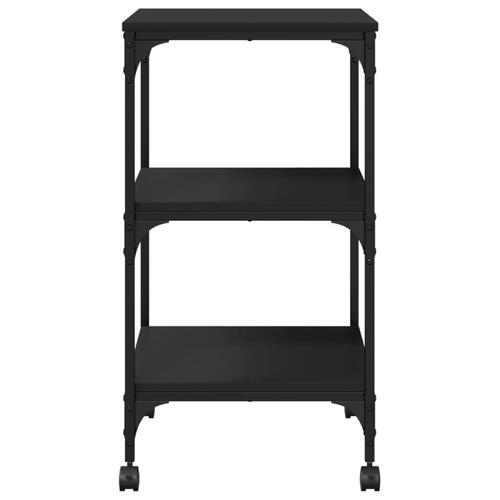 Printerstativ 50x41x75 cm 3 hylder konstrueret træ sort