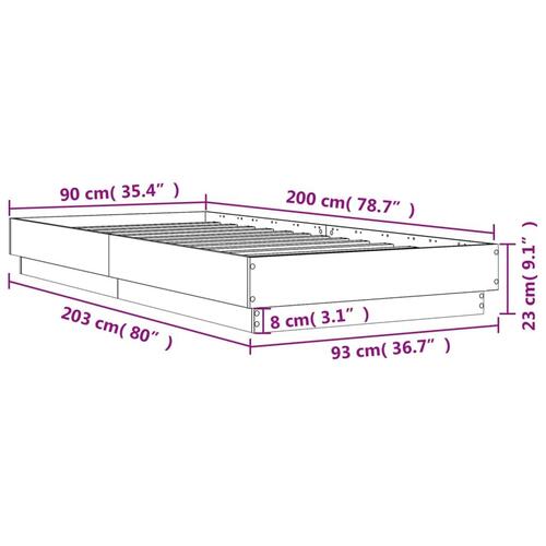 Sengeramme 90x200 cm uden madras konstrueret træ sonoma-eg