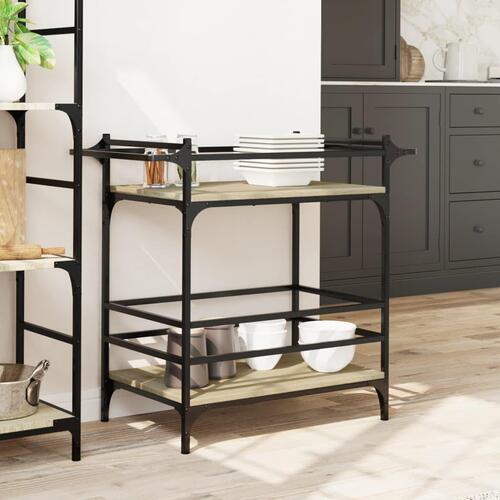 Køkkenvogn 82x40x78,5 cm konstrueret træ sonoma-eg