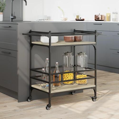 Køkkenvogn 82x40x78,5 cm konstrueret træ sonoma-eg
