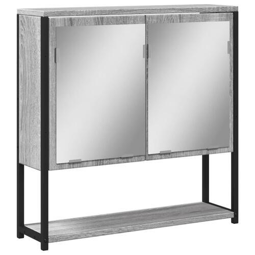 Skab med spejl 60x16x60 cm konstrueret træ grå sonoma-eg