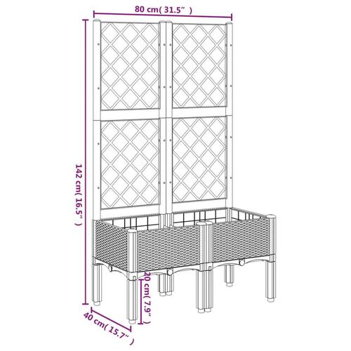 Plantekasse med espalier 80x40x142 cm PP grå