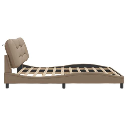 Sengeramme med LED-lys 200x200 cm kunstlæder cappuccinofarvet