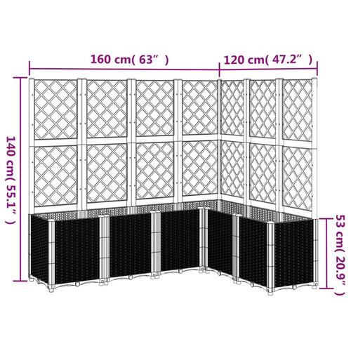 Plantekasse med espalier 160x120x140 cm PP brun