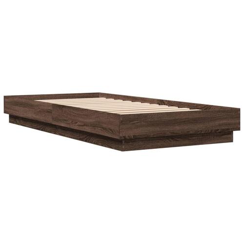 Sengeramme 90x200 cm uden madras konstrueret træ brunt eg