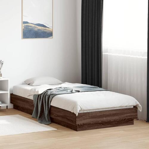 Sengeramme 90x200 cm uden madras konstrueret træ brunt eg