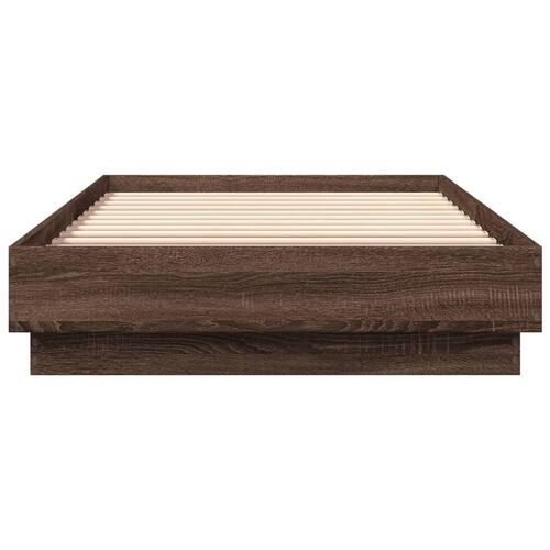 Sengeramme 90x200 cm uden madras konstrueret træ brunt eg