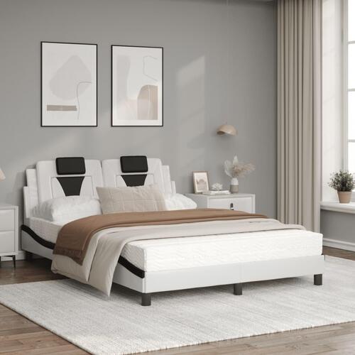 Seng med madras 120x200 cm kunstlæder sort og hvid