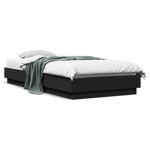 Sengeramme 90x200 cm konstrueret træ sort