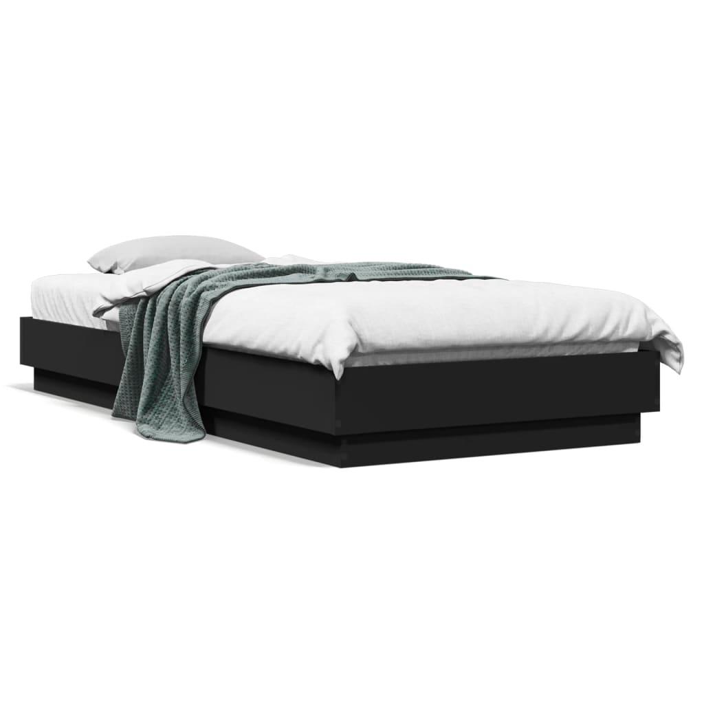 Sengeramme 90x200 cm konstrueret træ sort