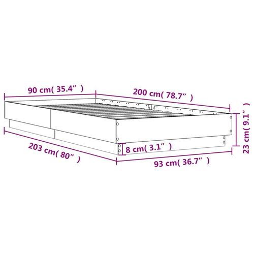 Sengeramme 90x200 cm konstrueret træ sort
