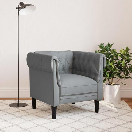 Chesterfield-sofastol stof lysegrå
