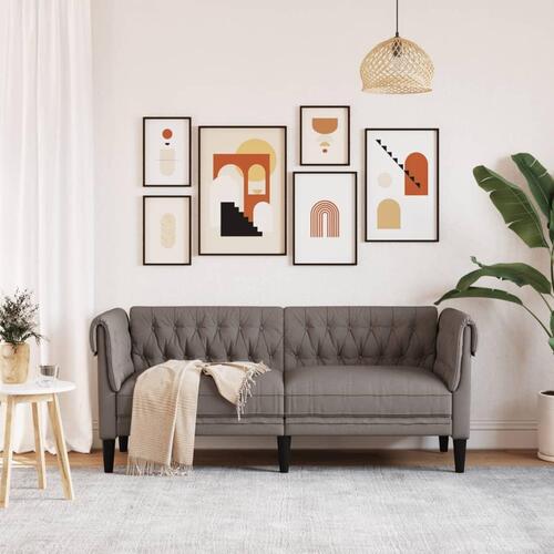 2-personers Chesterfield-sofa stof gråbrun