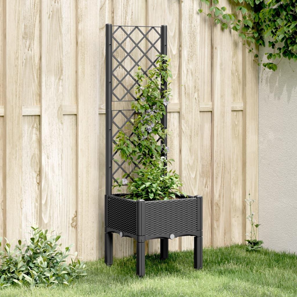 Plantekasse med espalier 40x40x142 cm PP sort
