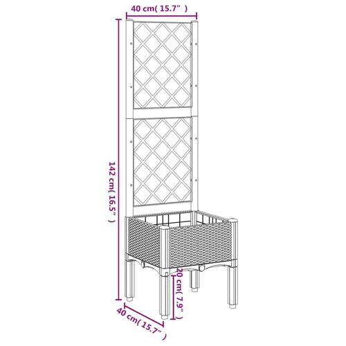 Plantekasse med espalier 40x40x142 cm PP sort