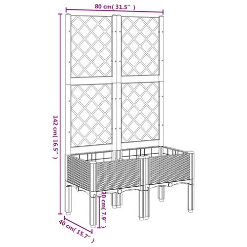 Plantekasse med espalier 80x40x142 cm PP hvid