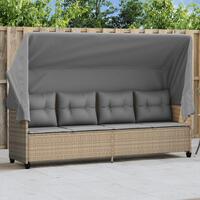 Loungesofa med baldakin og hynder polyrattan beige
