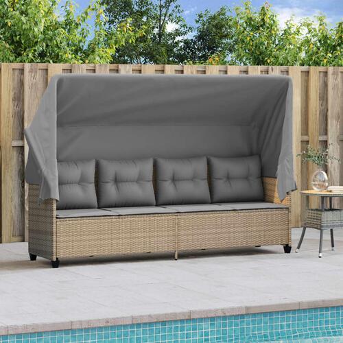 Loungesofa med baldakin og hynder polyrattan beige
