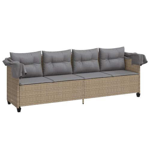 Loungesofa med baldakin og hynder polyrattan beige