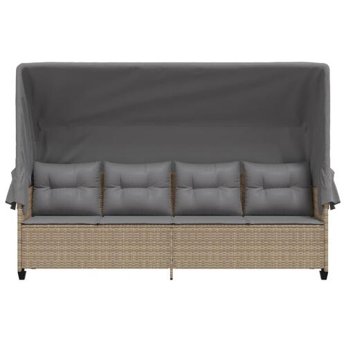 Loungesofa med baldakin og hynder polyrattan beige