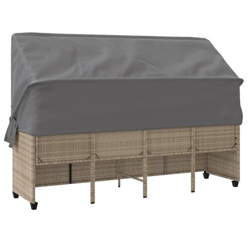 Loungesofa med baldakin og hynder polyrattan beige