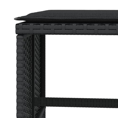 Haveskammel med hynder 4 stk. 41x41x36 cm polyrattan sort