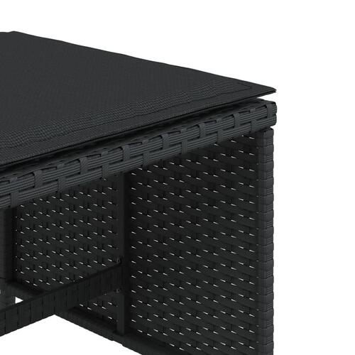 Haveskammel med hynder 4 stk. 41x41x36 cm polyrattan sort