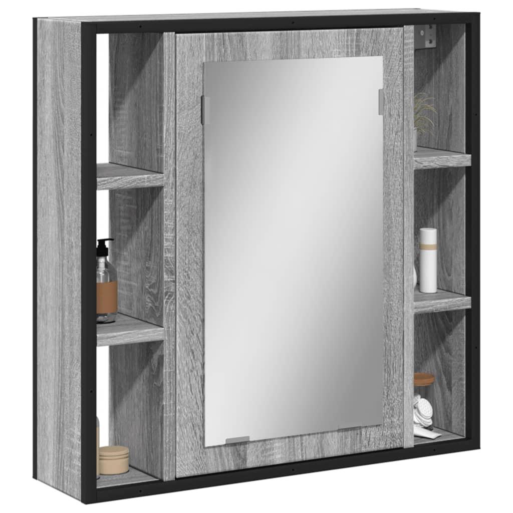 Skab med spejl 60x16x60 cm konstrueret træ grå sonoma-eg