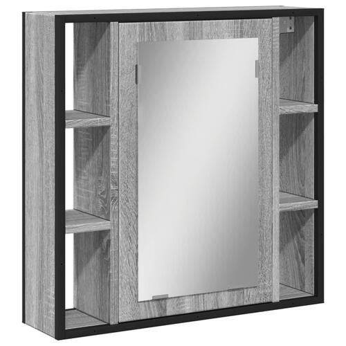 Skab med spejl 60x16x60 cm konstrueret træ grå sonoma-eg