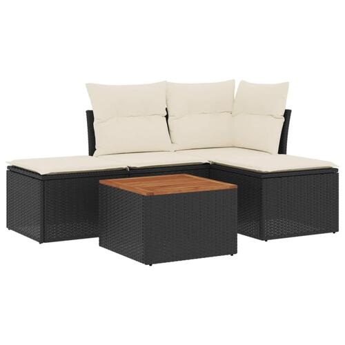Sofasæt til haven 5 dele med hynder polyrattan sort