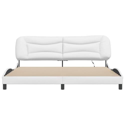 Sengeramme med LED-lys 200x200 cm kunstlæder hvid