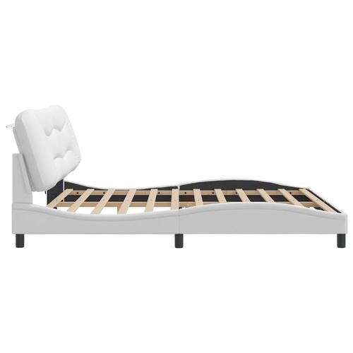 Sengeramme med LED-lys 200x200 cm kunstlæder hvid