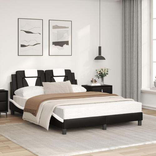 Seng med madras 120x200 cm kunstlæder sort og hvid