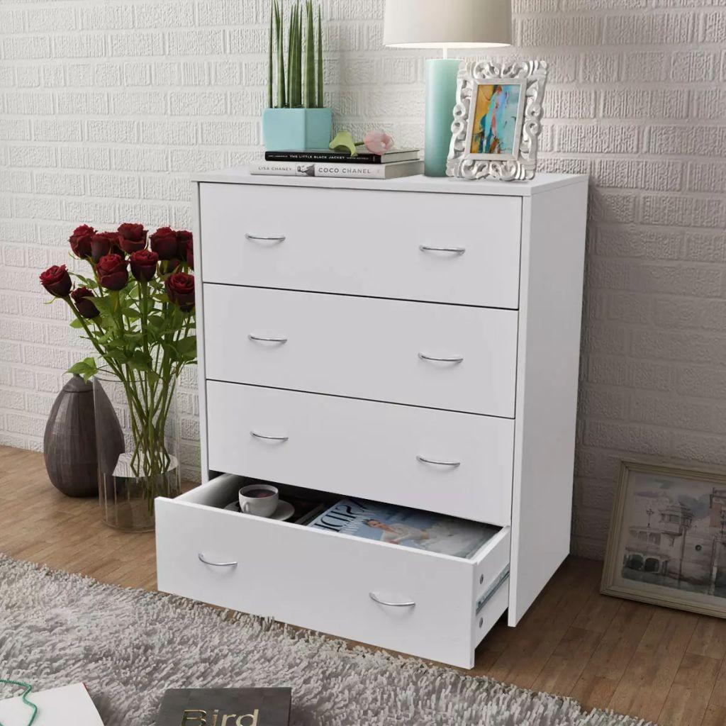 Skænk med 4 skuffer 60x30,5x71 cm hvid