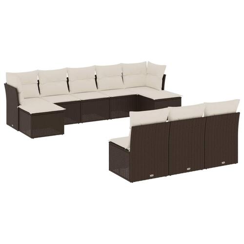 Sofasæt til haven 10 dele med hynder polyrattan brun