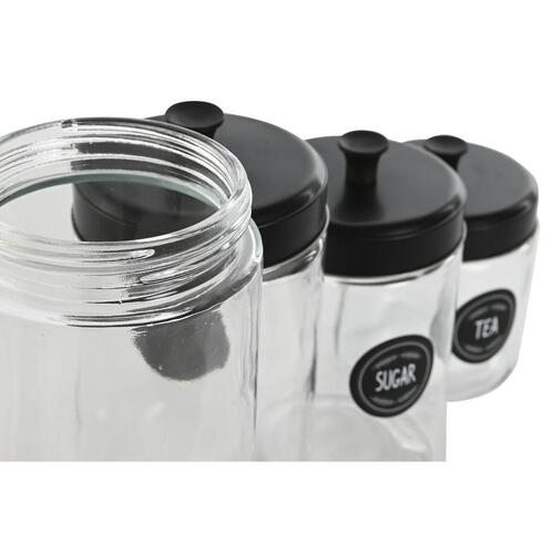 Sæt med 4 Dåser Home ESPRIT Sort Metal Krystal 1 L 1,5 L 1,8 L 10,4 x 10,4 x 26,4 cm