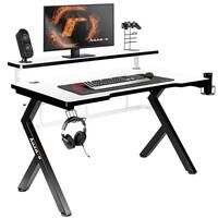 Skrivebord Gaming Huzaro HZ-Hero 5.0 White Hvid Sort Kulfiber 120 x 60 cm